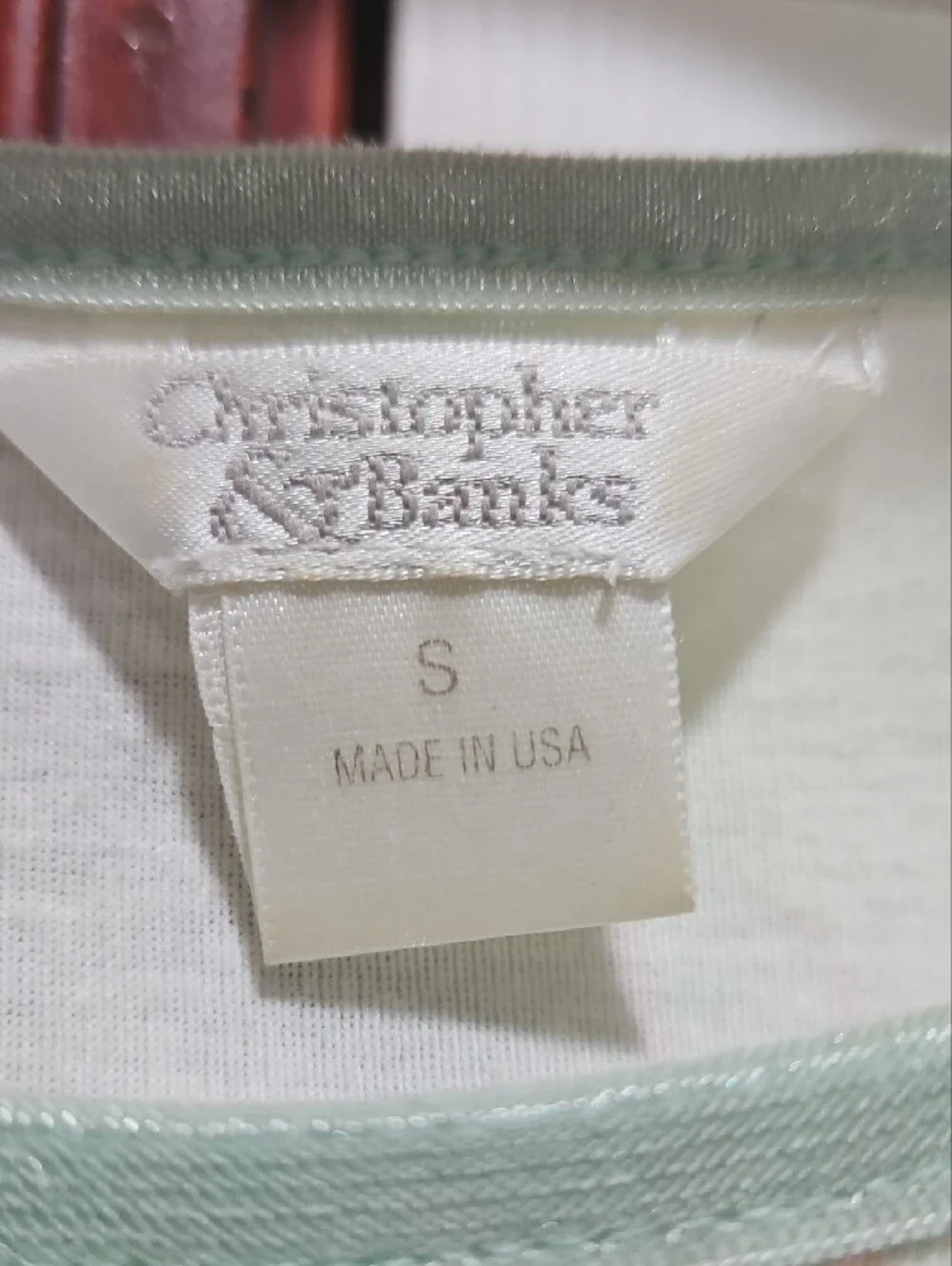 Christopher & Banks Light Green With Yellow Roses. Top with Light Green Trim - Picture 2 of 4